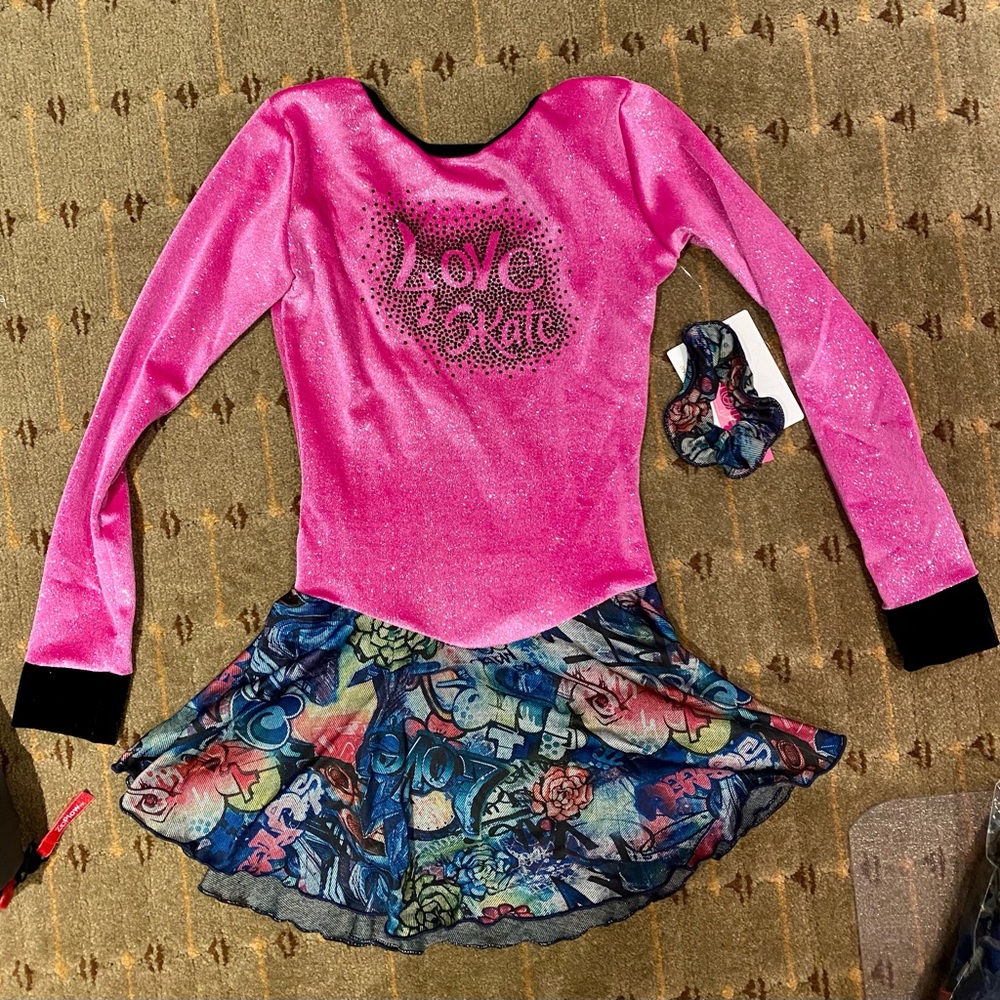 Xpression Pink and Black Kids Skating Costume